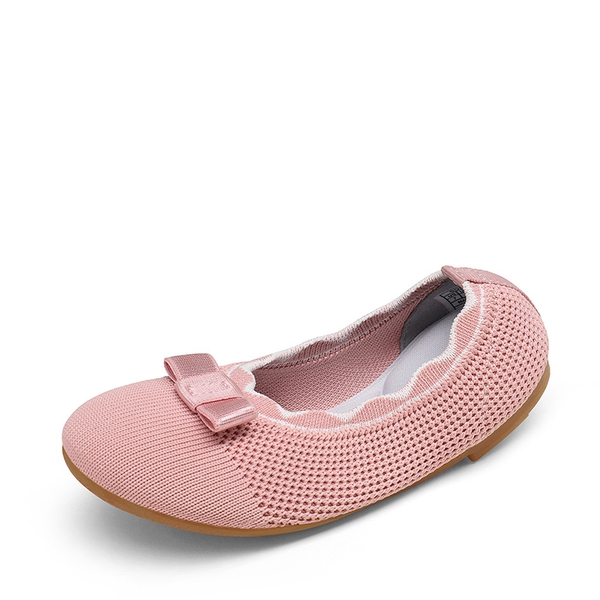 Girls Knitted Slip On Ballet Flats - PINK -  0
